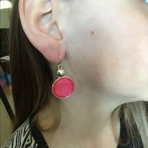 Pink and silver pierced earrings
